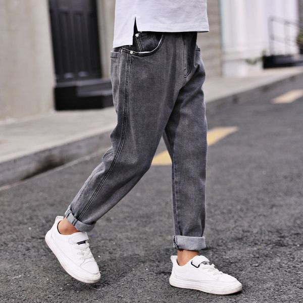 

in autumn 2020 boys' medium and large casual jeans and jeans boys' fashionable pants foreign style children's autumn casual p, Blue