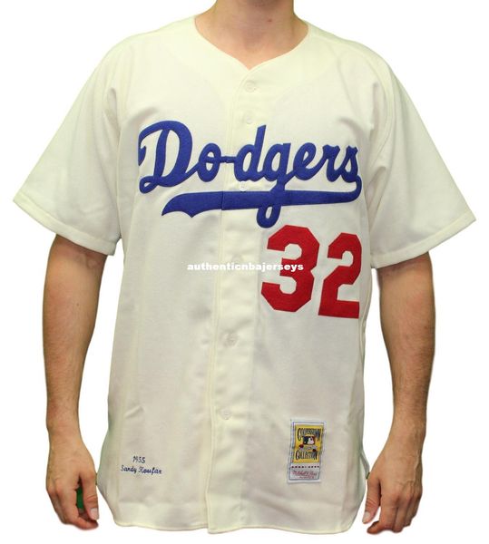 

sandy koufax brooklyn #32 mitchell & ness retro 1955 button up jersey, Black;blue