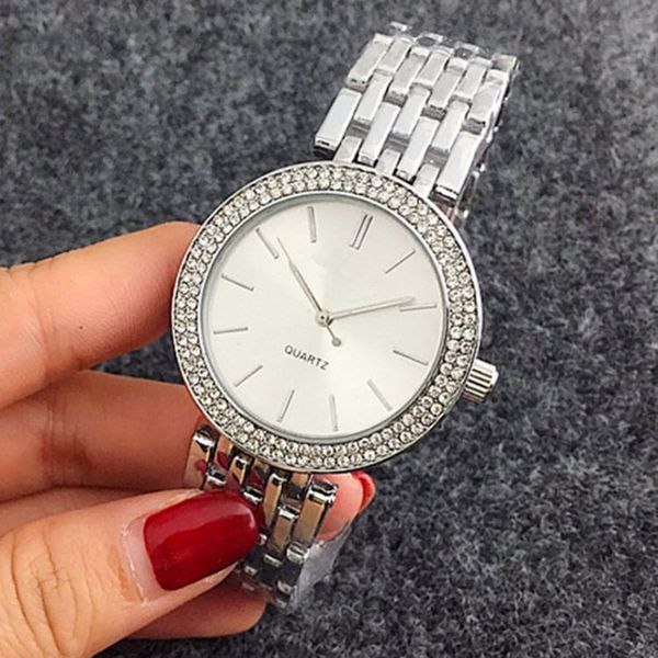 

2020 новый моды часы бренда женщин роскошный браслет дамы алмазный часы женщина из нержавеющей стали кварцевые часы женский relogio feminino, Slivery;brown