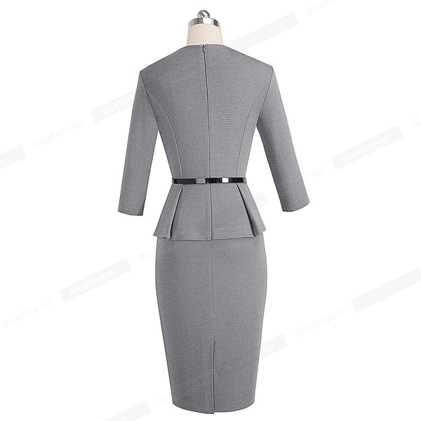 

women dress women designer clothes vintage elegant wear to work with belt peplum vestidos business party bodycon office career b473, Black;gray