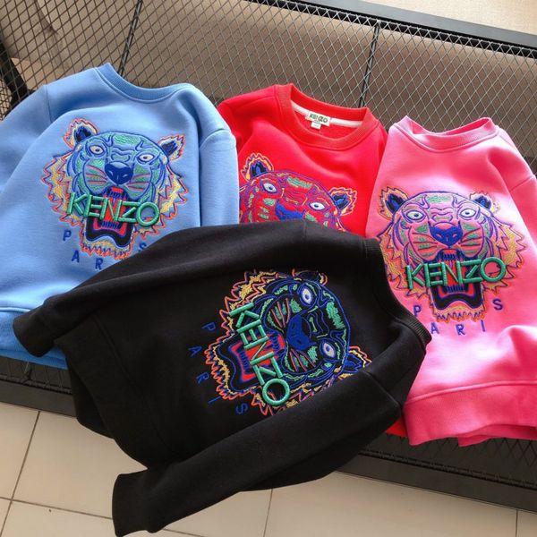 

kids designer fashion sweatshirts 2020 brand tiger embroidery for boys girls luxury trend children hoodies, Black