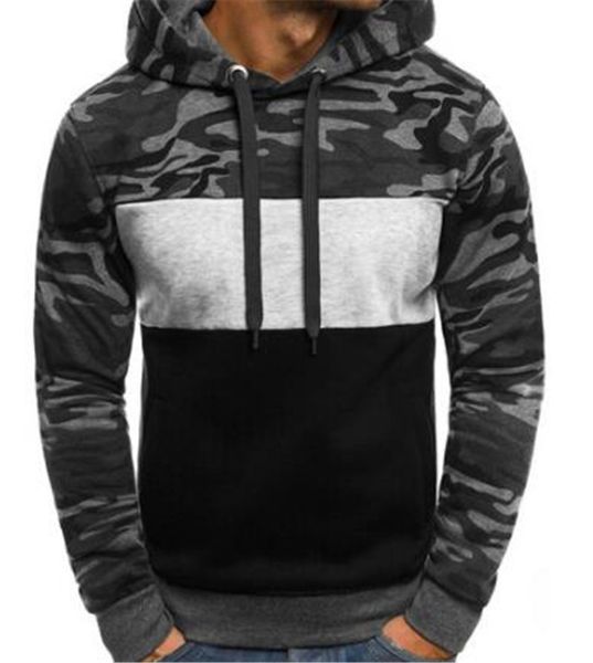 

camouflage panelled print mens designer hoodies fashion loose pullover long sleeve mens hoodies casual males clothing, Black