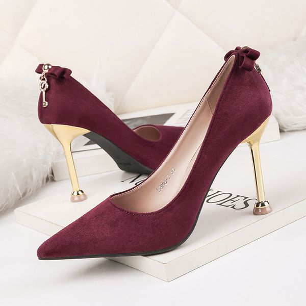 

9.5cm pumps 2019 fashion pointed rhinestones high heels nightclub key women's shoes stiletto temperament shoes, Black