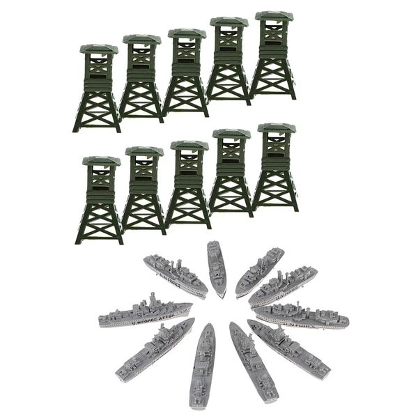 

20 pieces real looking navy army warship boat with watchtower model set assembled toys