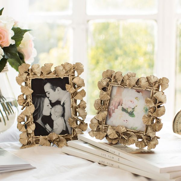

4/6 inch resin ginkgo p frame europe classic rectangle vintage frame wedding picture frames home retro decor ornaments gift