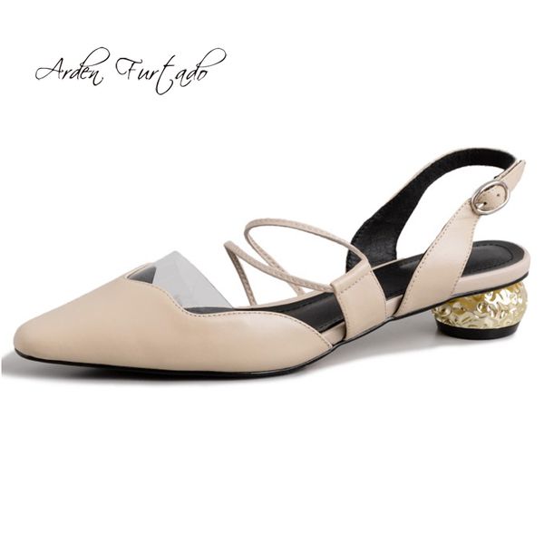 

arden furtado summer 2019 fashion women's shoes pointed toe strange style heels white genuine leather sandals big size 40 41 42, Black;white
