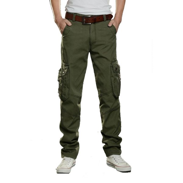 

men's pants mens thick warm cargo casual fleece pockets trouser plus size 28-42 fashion loose baggy joger worker male qq146, Black