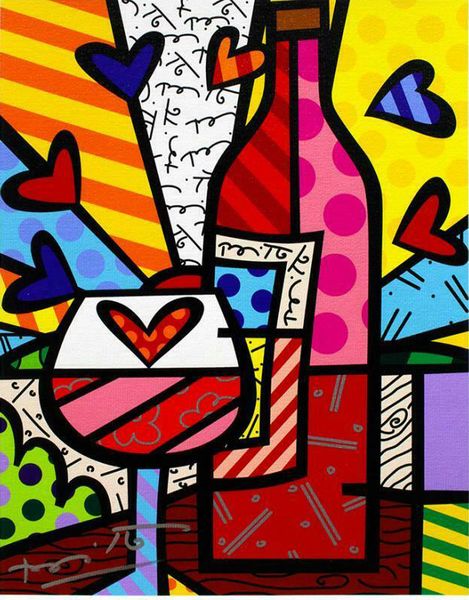 

romero britto food wine home decor handpainted картина маслом на холсте wall art canvas картинки 200529
