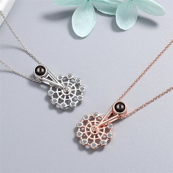 

sole memory 100 languages i love you projection ferris wheel 925 sterling silver clavicle chain female necklace sne476