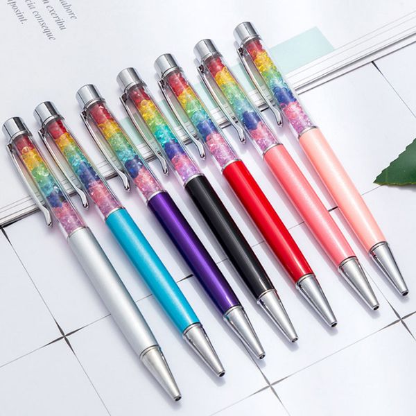 

new fashion rainbow style crystal ballpoint pens school office supplies wedding student birthday gift, Blue;orange