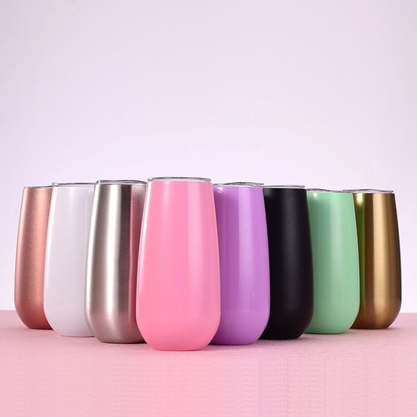 

6oz egg cups stainless steel champagne wine glass mini kids unbreakable milk cup with lid vacuum insulated car cups cca11637 20pcs