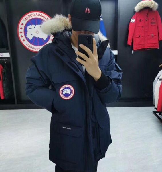 

2019 canada winter jacket fourrure down parka chaqueta outerwear big fur hooded fourrure manteau go0e down jacket coat hiver doudoune, Black