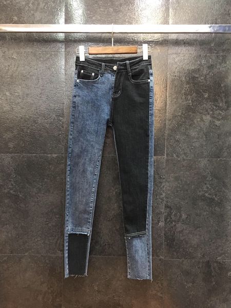 

slim new winter 2019 women's street fight color jeans 1124, Blue