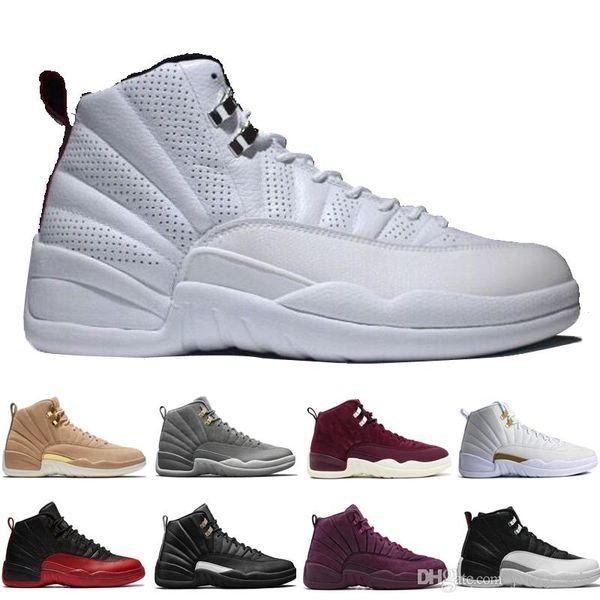 

12 12s men basketball shoes wheat dark grey bordeaux flu game the master taxi playoffs psny purple blue red suede trainers sports sneakers