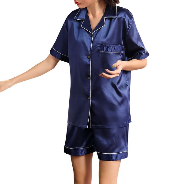 

woman sleeping clothes women short sleeve sleepwear pajamas sets loungewear 2019 summer women woman sleeping 7.2 0.5, Black;red