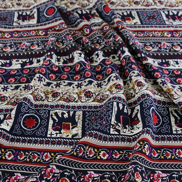 

elephant striped floral plaid patchwork cotton fabric rayon ethnic dress material tissu, Black;white