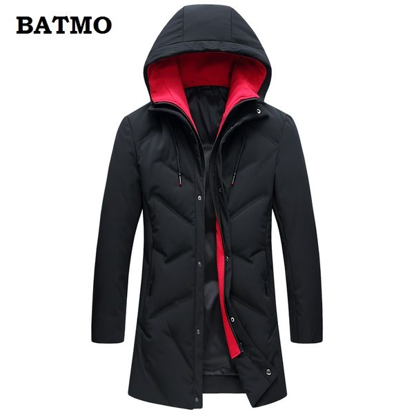 

batmo 2018 new arrival winter thiked warm 80% white duck down hooded jackets men,winter parkas men 98561, Black