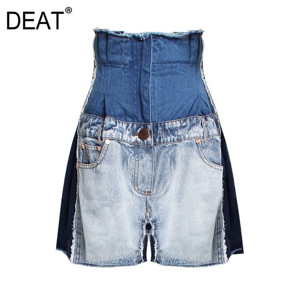 

deat] 2019 new spring summer high waist hit color personality tassels loose wide leg jeans women trousers fashion tide jr84, Blue