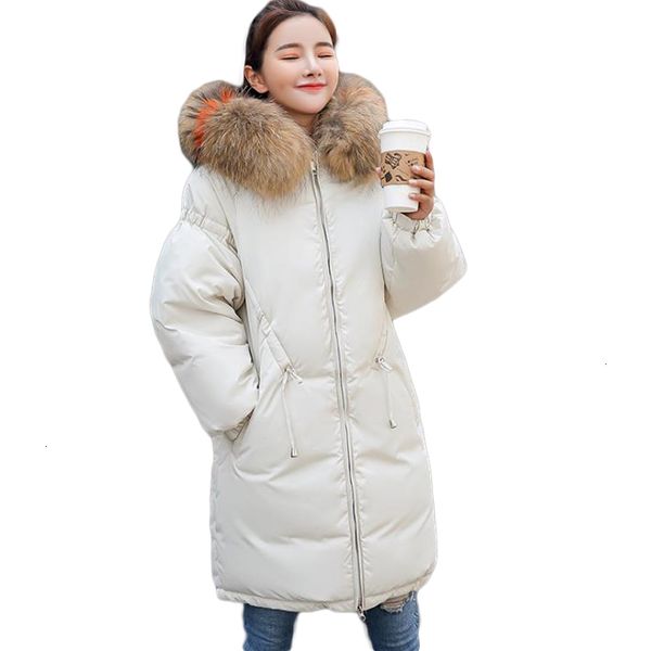 

new women plus size katoen jassen cm430 upper garments hooded grand bontkraag losse winter park, Black