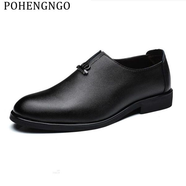

new leather split men's business formal casual shoes black pointed office party slip-on fashion men's social flats