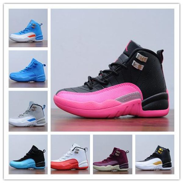 

aair 6 jordan 1 12 master kids basketball shoes 12s taxi boy and girls sports sneakers gym red childrean walking shoes french blue, Black