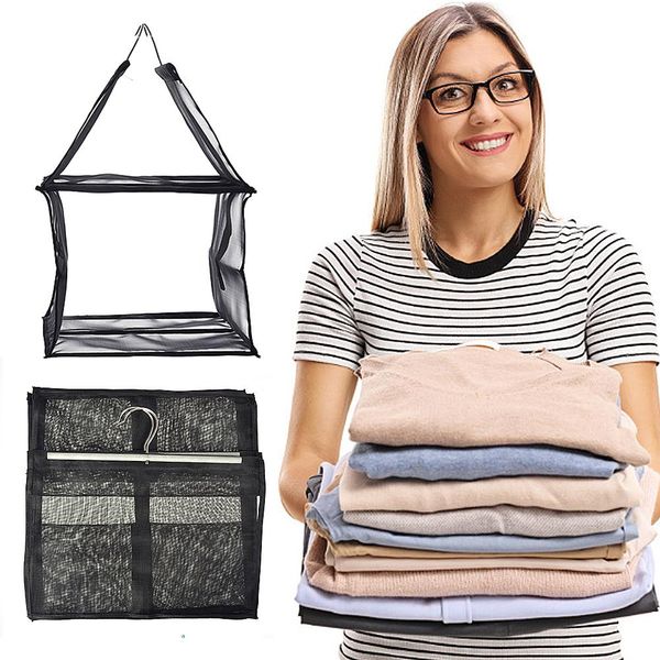 

augkun hanging closet organizer double-layer clothing storage basket with hook hanging mesh laundry hamper 30x30cm