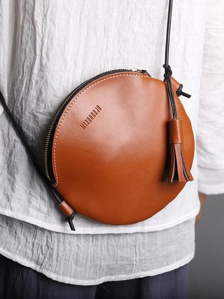 

mindodojo mori is a small round bag made of vintage custom cowhide round bag 2020 new