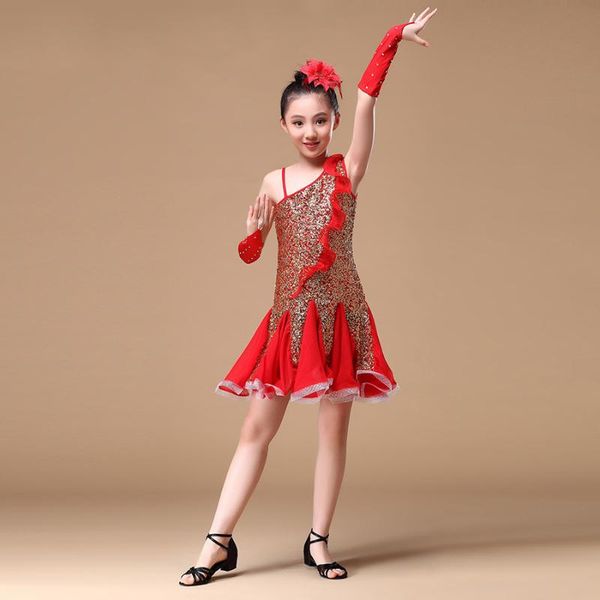 

stage wear latin dance costumes for children, Black;red