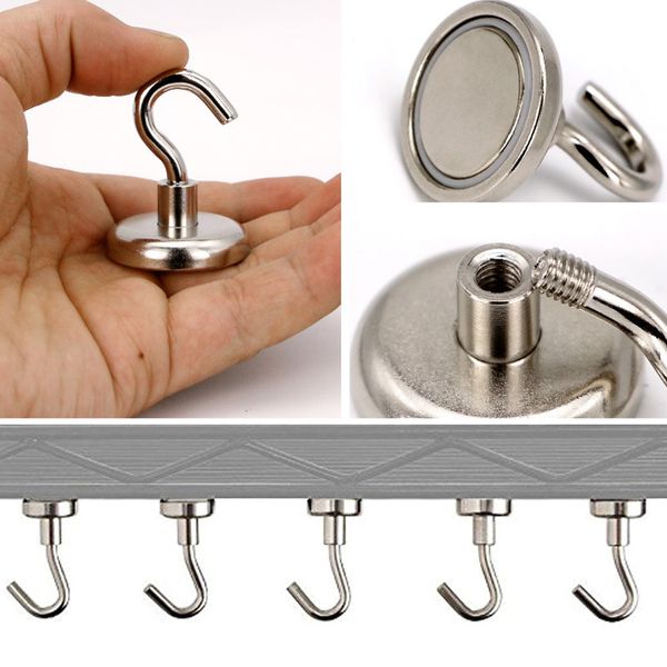 

4pcs magnetic hooks powerful heavy duty neodymium magnet refrigerator surfaces not scratch p7ding