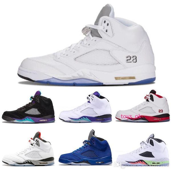 

new mens basketball shoes 5 5s black grape white cement olympic gold medal space jam blue fire red sport sneakers size 7-13