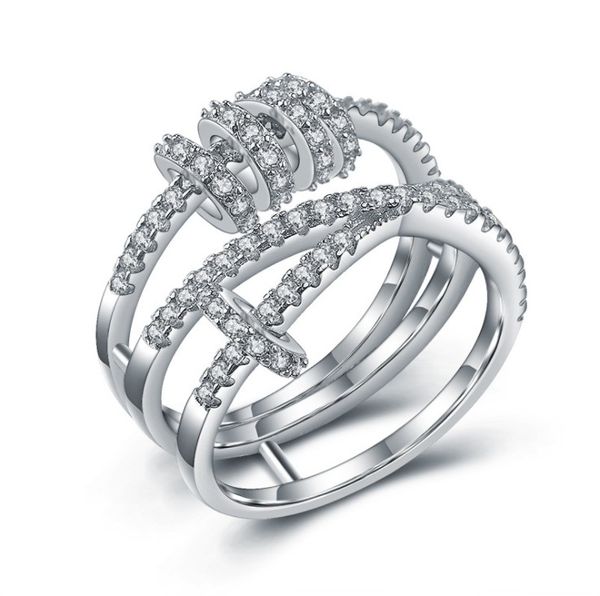 

2020 new summer inlaid crystal from swarovskis ring for women fashion 925 jewelry rings wholesale rotatable wedding ring, Slivery;golden