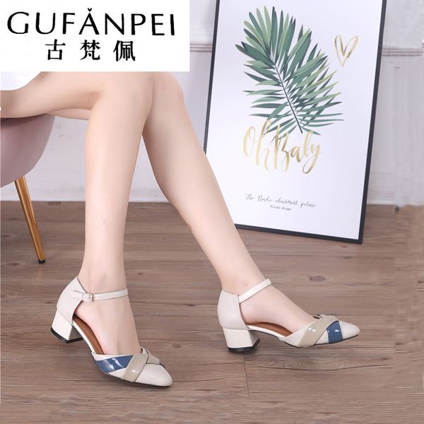 

high heel women sandal summer shoes sheep leather soft ankle strap 4cm heel pump lady shoes, Black