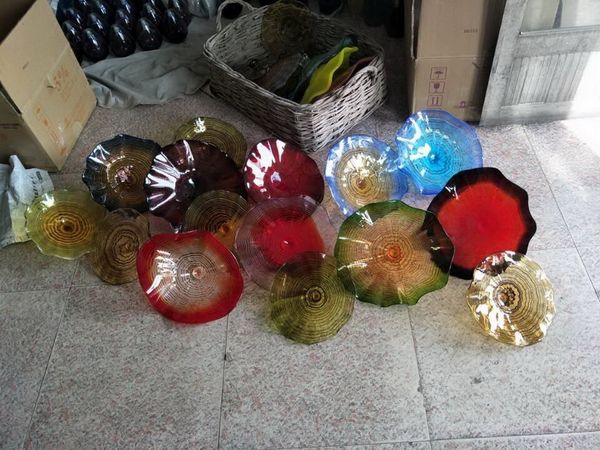 

new arrival l/home decoration antique style hand blown glass plates wall art holiday glass modern wall light