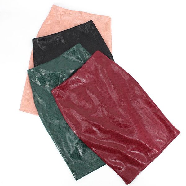 

women pu leather pencil skirt high waist package hip autumn ladies skirt female elegant, Black