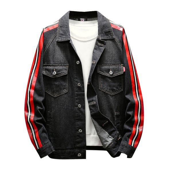 

2019 new jackets parka men autumn winter patchwork vintage wash distressed denim jacket coat casual windbreak jackets men, Black
