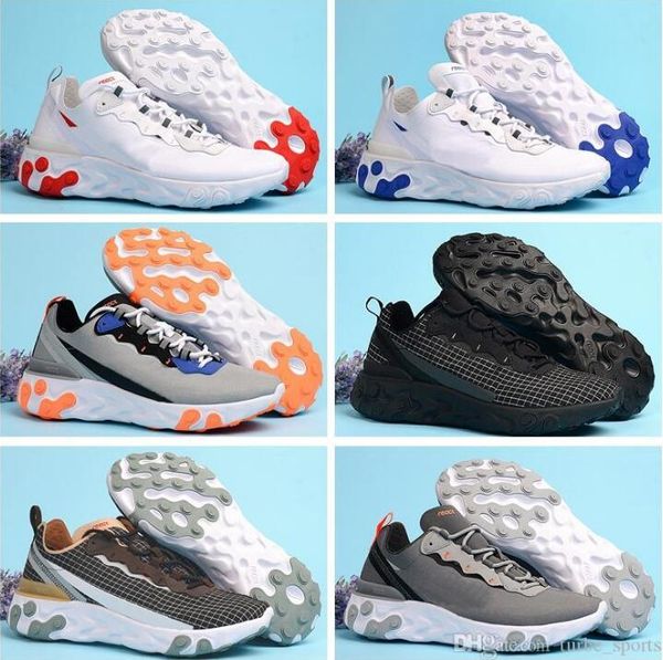 

wholesale 2019 react element 55 men running shoes sneakers sail black white red designer man chaussures de sport trainers 40-45