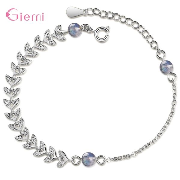 

novel design genuine 925 sterling silver bracelet for women girls leaves shape korean bracelet jewelry for wedding birthday, Black