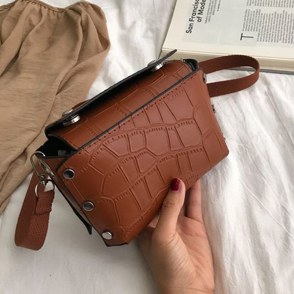 

women stone pattern small square handbags wild casual messenger handbag shoulder bag handbag pu brown woman