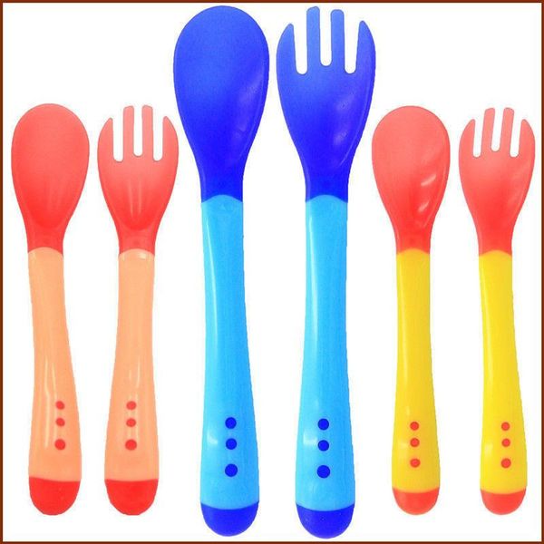 Spoon And Fork Thermal Sensing Fork Silicone Tableware Heat Sensing Spoon Hot
