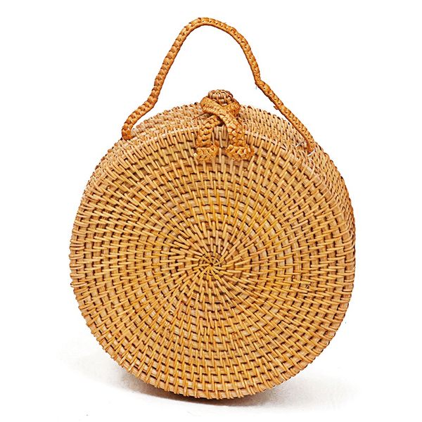 

asds-women's handbags circle beach handwoven bali round retro rattan straw