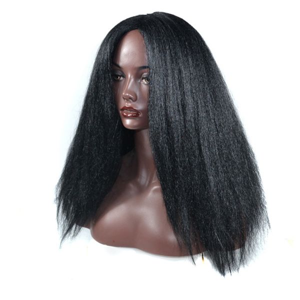 Synthetic Kinky Straight Hair Wigs Heat Resistant Fiber Black Long