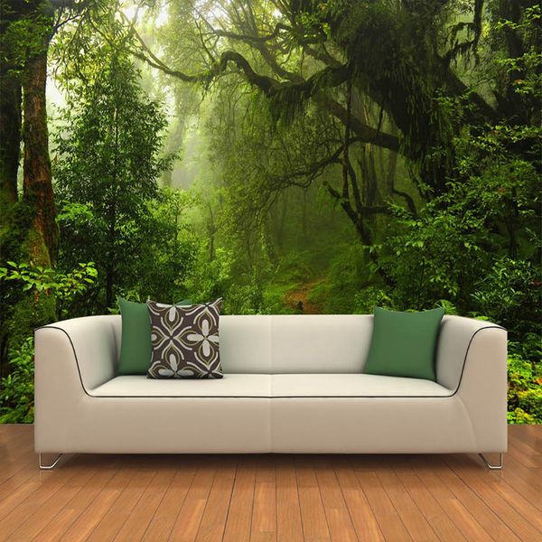 Personalizado 3D Primeval Floresta Mural Photo Wallpaper Cenário Para Paredes papel de parede 3D Landscape Room For Living Room Home Decor