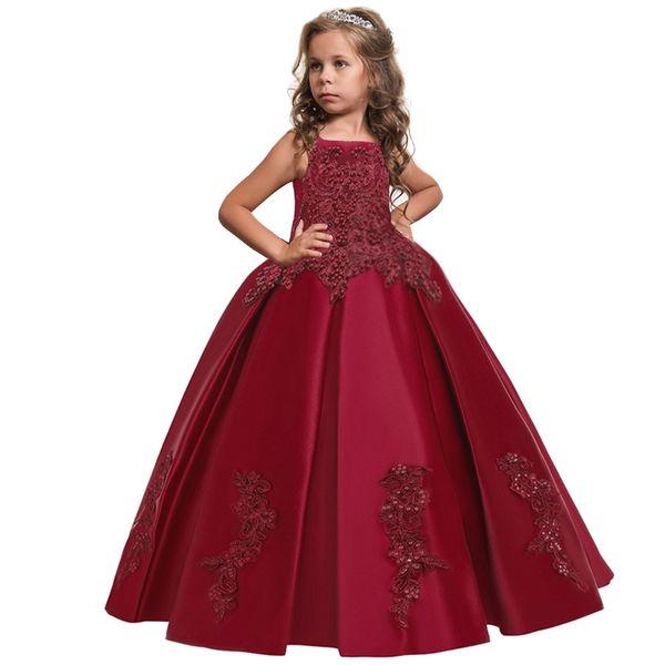 

2020 embroidery formal pageant princess dress elegant kids dresses for girls clothes children party wedding dress 14 10 12 year, Red;yellow