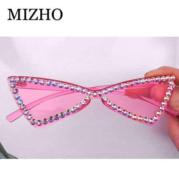 

mizho narrow original celebrity cat eye sunglasses women tiny crystal trendy retro full star uv400 sun glasses prom festival, White;black