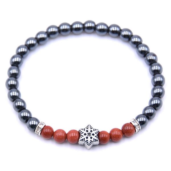 

xuebao alloy black gallstone natural gemstone bead bracelet 6mm manual elastic jewelry magnetic therapy