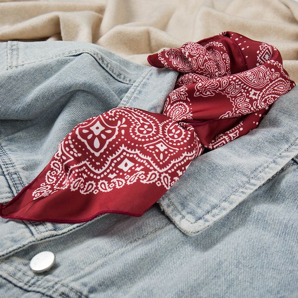 

crossborder trade explosion models red scarves men cashew flowers retro hiphop 50cm small square scarf female hair band free, Blue;gray