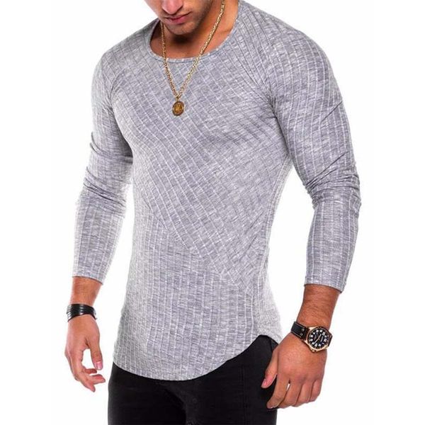 

stripes men breathable long slim printed bottom yong sleeve pullover circular o-neck t-shirts panelled wtmes, Black