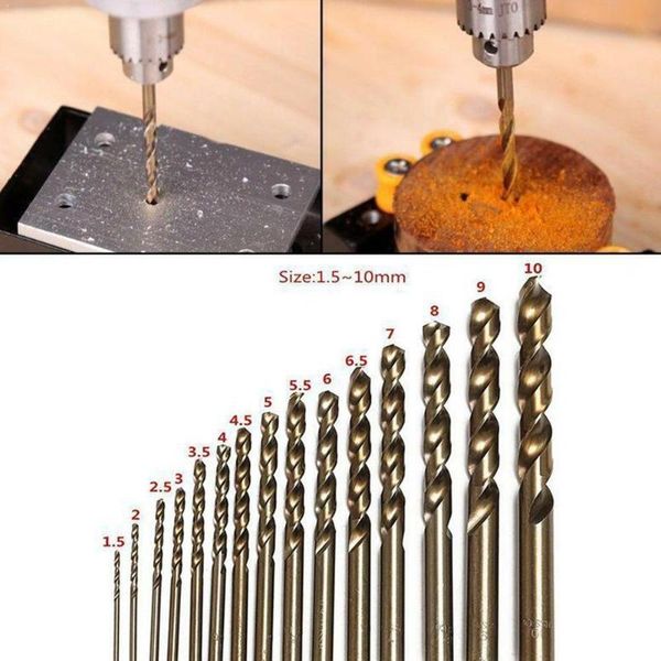 

15pcs/set 1.5-10mm high speed steel cobalt twist drill high drilling quality metal tools for carpentry bit wood a2b9