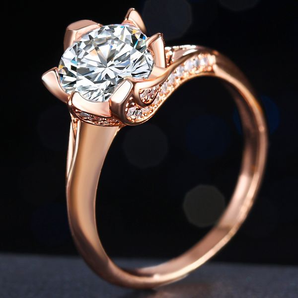 

creative simple flower inlaid diamond ring, White