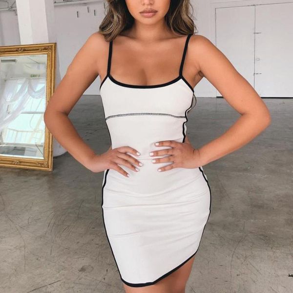 

casual dresses women's dress 2021 summer fashion ladies hip slim sling solid sleeveless beach mini sundress vestidos m140#, Black;gray